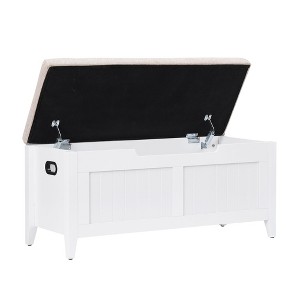 Storage Bench 39.4” Wooden Chest Storage Box with 2 Safety Hinges, Large Entryway Benches with Flip-Top, for Living Room, Bedroom, Easy Assembly - 1 of 4