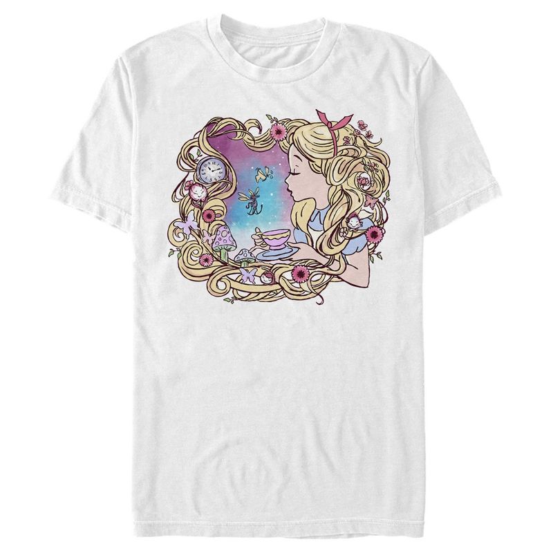 Men's Alice in Wonderland Artistic Alice Long Hair Tea Party T-Shirt, 1 of 6