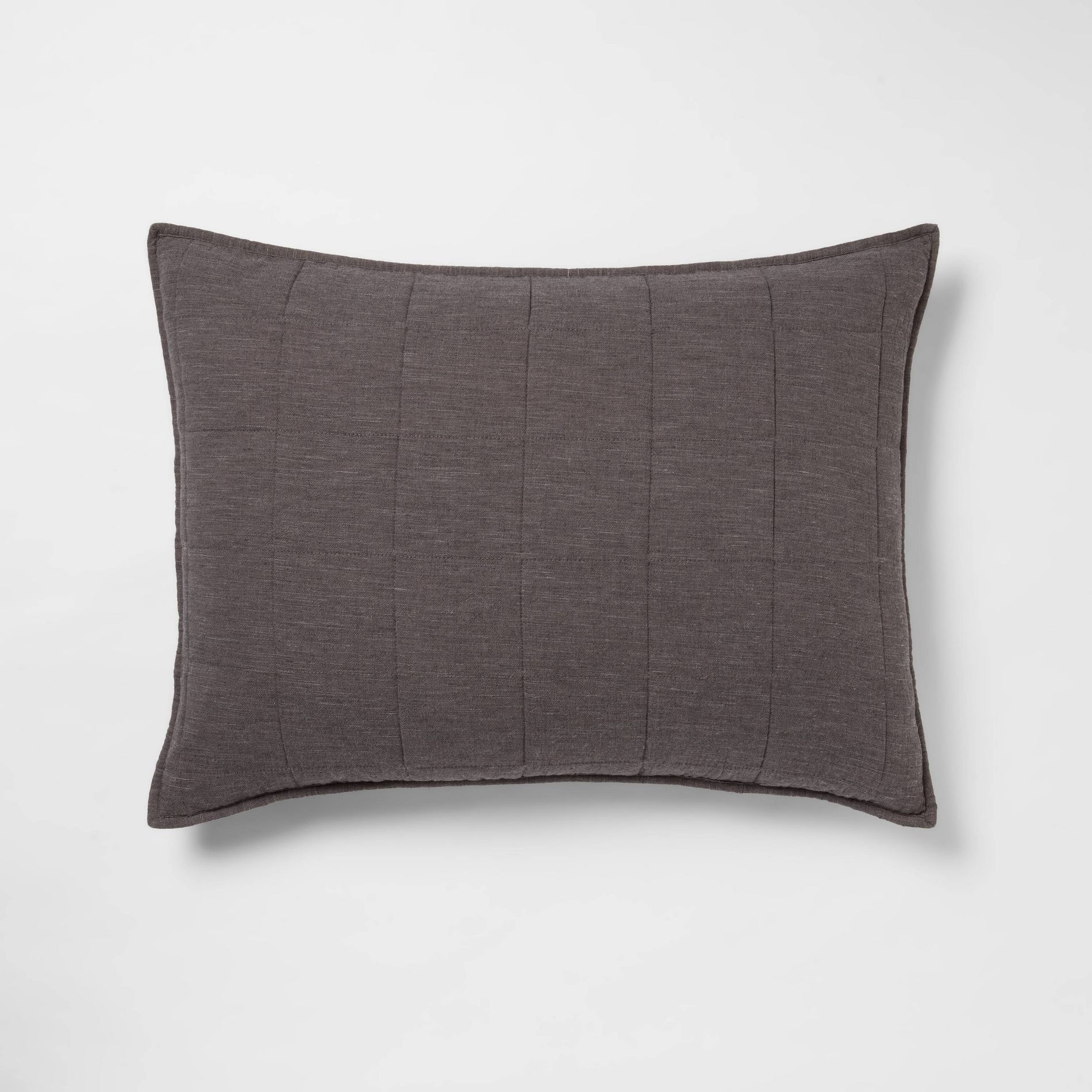 Standard Space Dyed Cotton Linen Sham Dark Gray - Threshold™: OEKO-TEX Certified, Woven Texture, Zipper Closure