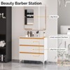 Karl Home Black Salon Styling Storage Station with Square Mirror and 3 Drawers - 2 of 4