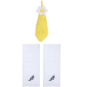 REGALWOVEN 3 Pcs Bathroom Home Decor Cotton Soft Absorbent Floral Hand Towel - 1 of 4