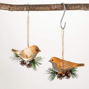 2.5"H and 2.75"H Sullivans Winter Bird Ornament - Set of 2  Multicolored Christmas Ornaments - 1 of 2