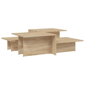 vidaXL Coffee Tables Twin-Pack in Sonoma Oak Finish Engineered Wood - Contemporary Design with Ample Display & Serving Space - 1 of 4