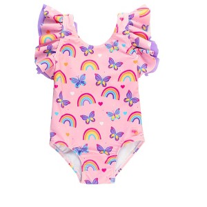 RuffleButts Girls UPF50+ Butterfly One Piece Swimsuit - 1 of 4