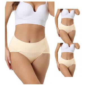 Allegra K Women's High Waist Stretch Tummy Control Breathable Comfortable Briefs 3 Packs - 1 of 4