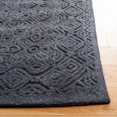 Charcoal Geometric Hand-Tufted Wool Area Rug 5'x8'