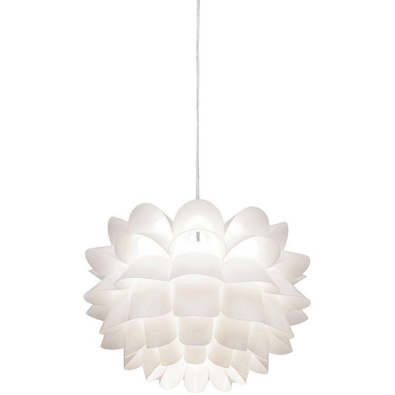 Possini Euro Design White Flower Pendant 19 1/2" Wide Modern Blooming Curved Petals for Dining Room Living House Home Foyer Kitchen Island Entryway, 1 of 10