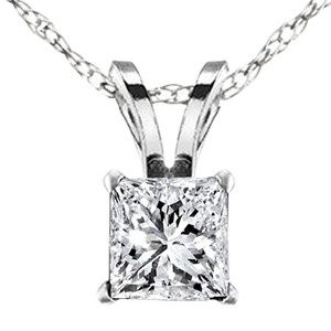 Pompeii3 2.57Ct Princess Cut Diamond Certified Solitaire Necklace Lab Created White Gold - 1 of 4