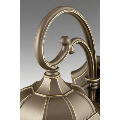 Verdae Black Three-Light Post Lantern with Clear Seeded Glass