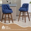 Bar Stools Counter Height Chairs Set Of 2 ,Kitchen Chairs 360 Degree Swivel Wood Legs,Dining Chairs Linen Fabric With Footrest-Cuddlewood - 3 of 4