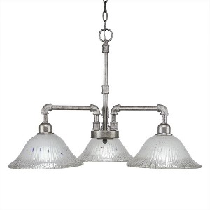 Toltec Lighting Vintage 3 - Light Chandelier in  Aged Silver with 10" Frosted Crystal  Shade - 1 of 1
