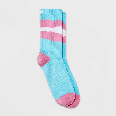 Pair of Thieves Men's Striped Cushion Crew Socks - Pink/Blue 6-12