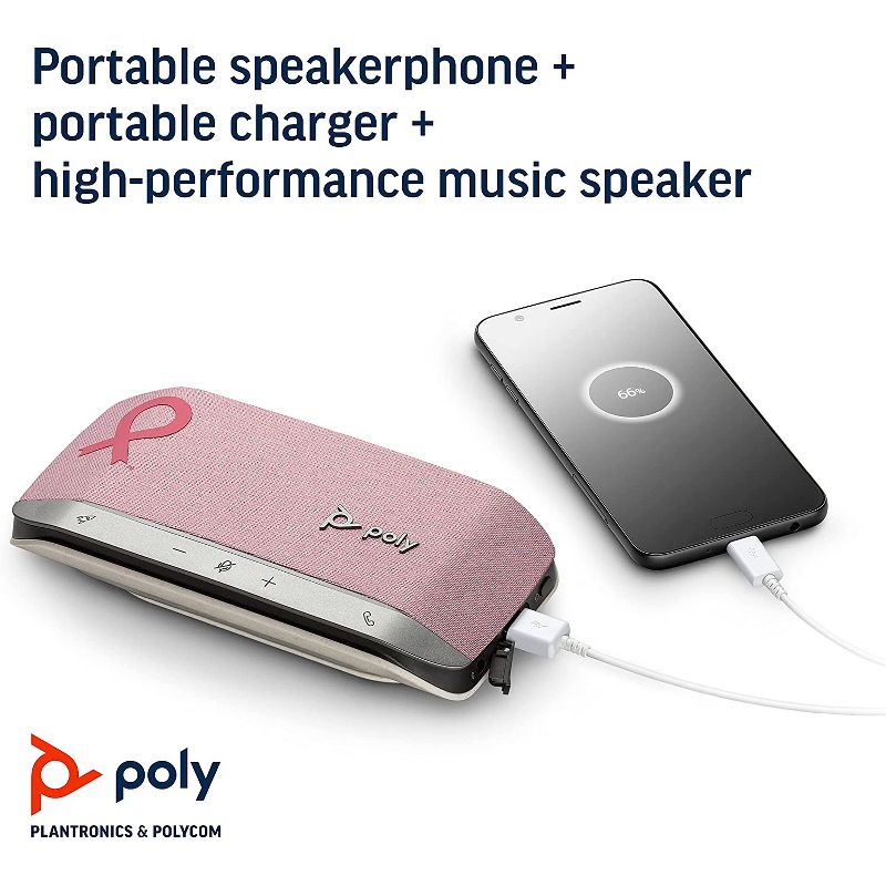 Poly Sync 20 USB-A Pink Personal -Bluetooth Smart -Speakerphone (Plantronics) - Bluetooth, PC/Mac via Included USB-A -Cable, 5 of 7