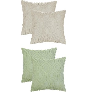 Unique Bargains Patterned Soft Shaggy Plush Faux Fur Throw Pillow Covers Set 4 Pcs - 1 of 4