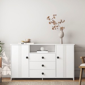 Kitchen Sideboard, 47" Modern Buffet Cabinet With 3 Drawers, 1 Open Shelf And 2 Cabinets, Dining Room Cupboard Console Table - 1 of 4