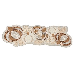Saro Lifestyle Pumpkin Patchwork Beaded Table Runner, 12"x36", Gold - 1 of 2