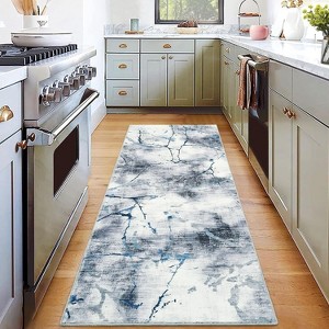 Acekool 6x9 Washable Rug – Modern Geometric Non-Slip Carpet, Ultra-Thin Floor Mat for Living Room & Home Office, Grey Black - 1 of 4