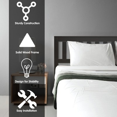 Elegant Espresso Queen Platform Bed with Wooden Frame and Headboard