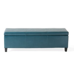 TiramisuBest Storage Ottoman Bench, Brown PU Entryway Bench, 51.25"L x 17.5"W x 16.25"H - 1 of 4