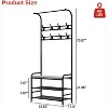 Entrance Cloakroom, 4-in-1 Entrance Shoe Tree, 3 Tier Storage Shelf With 8 Movable Hooks, Multifunctional Entrance Cabinet, Shoe Cabinet Entrance - 3 of 4