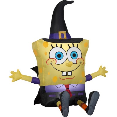 Gemmy Airblown SpongeBob as Witch Nickelodeon, 4 ft Tall, yellow