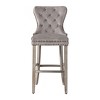 WestinTrends 29" Tufted Upholstered Velvet Bar Stool with Metal Footrest (Set of 2) - 3 of 4