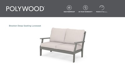 Slate Gray and Natural Linen Deep Seating Outdoor Loveseat