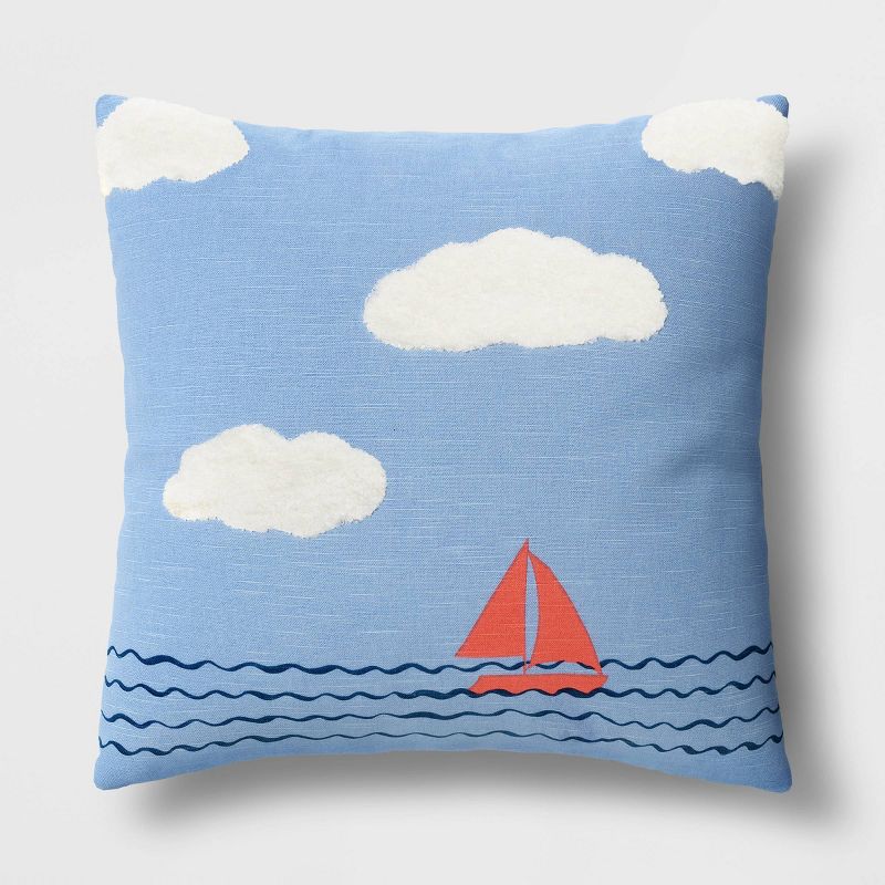 Sailboat on water with clouds square throw pillow blue - Room Essentials&#8482;, 1 of 6