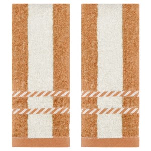 REGALWOVEN Bathroom Soft Absorbent Striped Pattern Cotton Decorative Hand Towel 15" x 35" - 1 of 4