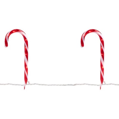 Festive Red and White Lighted Candy Cane Pathway Markers Set of 10
