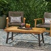MOEPISY Outdoor Acacia Wood Coffee Table, Teak Finish, Rustic Metal Brown and Black - 2 of 4