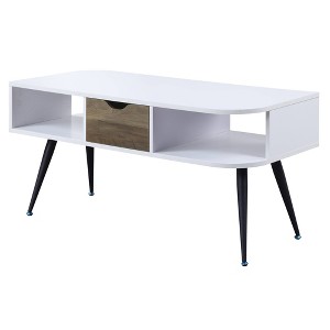 44.5" Coffee Table with 1 Drawer and 2 Open Compartments, Modern Design with Metal Legs - 1 of 4