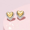 Pure Collection by Ross-Simons 0.10 ct. t.w. Diamond Double-Heart Stud Earrings in Sterling Silver and 14kt Yellow Gold - 2 of 4