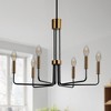 YANSUN 6-Light Industrial Black and Gold Chandelier with E12 Socket, No Bulb Included for Dining Room, Living Room, or Entryway - 2 of 4