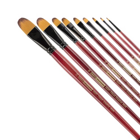 Creative Mark Ebony Splendor Long Handle Synthetic Sable Paint Brush, Filbert Set of 7, Teijin Multi-Filament Hair, Handcrafted Synthetic Paint - image 1 of 4