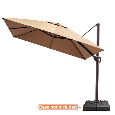 Pellebant 11 x 11ft Square Cantilever Umbrella Outdoor 360 Degree Rotation Offset Umbrella 6 Heights Adjustable Cantilever Patio Umbrella