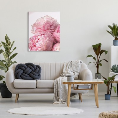 Blush Pink Peonies Blooming Over White Canvas Wall Art, 30 x 40