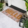 Northlight Brown and Pink "Hello" Floral Coir Outdoor Doormat 18" x 30" - 3 of 4