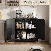 Rattan-Accent Buffet Cabinet with Storage, Adjustable Shelves Sideboard, Synthetic Rattan Doors Storage Cabinet for Living Room, Dining Room - 3 of 4