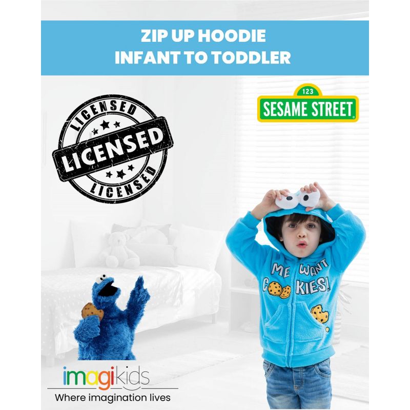 Sesame Street Cookie Monster Baby Zip Up Hoodie Infant, 2 of 8