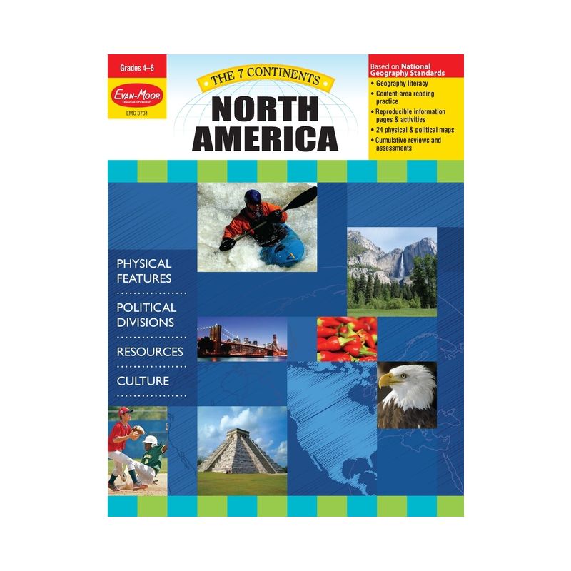 7 Continents: North America, Grade 4 - 6 - Teacher Resource - by  Evan-Moor Educational Publishers (Paperback), 1 of 2