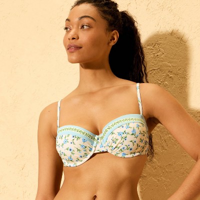 Shade & Shore Women's Floral Print Molded Underwire Bikini Top - Shade & Shore™ Cream 34C — фото 3