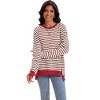 ATHLECHIC Women's Split Hem Striped Color Block Crew Neck Casual Loose Oversized Sweatshirt Shirt Tops - 3 of 4