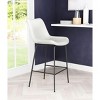 Steel Frame Counter Stool – 38.6" H, Faux Leather White Seat, Upholstery By Zuo Modern - 2 of 4