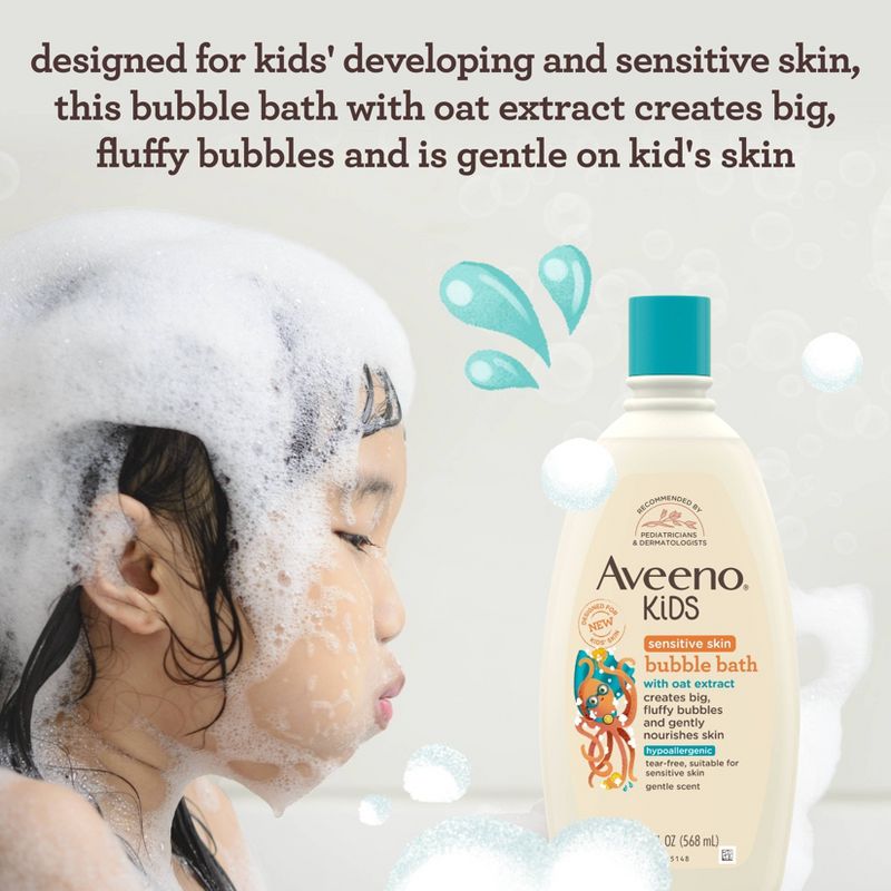 Aveeno Baby Bubble Bath Wash with Oat Extract for Sensitive Skin - 19.2 fl oz, 3 of 9