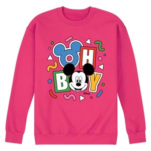 Men's - Disney - Mickey Oh Boy 90s Graphic Fleece Sweatshirt - 1 of 3