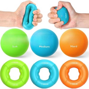 Complete Hand Therapy Set for All Ages, 6-Piece Grip Strengthener & Stress Balls - 1 of 4