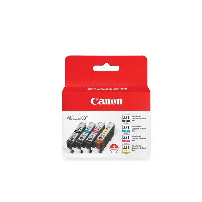 Canon 221 Black,C/M/Y 4pk Combo Ink Cartridges - Black, Cyan, Magenta, Yellow (2946B004)