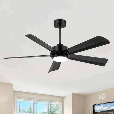 Airsurfer 56" Ceiling Fan with Integrated LED Light in Matte Black 5-Blade Modern Remote-Controlled Fan