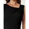 Hobemty Women's Sleeveless Asymmetrical Ruched Neck Work Sheath Dress - 4 of 4